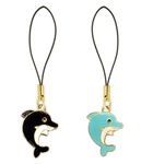 ONCRO® Pack of 2 Lucky Dolphins fish pendant phone charms aesthetic for girls women backpack hanging keychain key ring gold accessories necklace bracelet clasp thread Ornament decor Smart combo