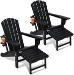 wildformers Adirondack Chair,Set of 4， Weatherproof Outdoor Fire Pit Chair, Perfect for Patio, Porch, Deck, and Garden, Black