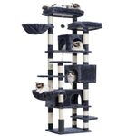 Hey-brother Cat Tree, 74 inches Multi-Level XL Large Cat Tower for Indoor Cats with Three Cat Condos, Two Large Top Decks and Cat Hairbrushfor Kittens, Cats and Pets, Smoky Gray MPJ035-MG