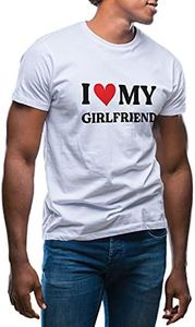 GR8Shop I Love My Girlfriend T-Shirt Blanc pour Les Hommes Size M