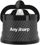 AnySharp – EDITIONS – Hands Free Knife Sharpener - Easy to Use Sharpening Tool with PowerGrip Suction Base and 20-Degree Pre-set Angle - For All Knives: Chef’s, Serrated, and Hardened Steel - Carbon