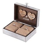 Y&K Homish Wedding Ring Box Unique and Engagement Ring Holder Boxes for Marriage Mr and MRS Decorative box (Antique White)