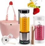 Blendaco Glass Jar USB Portable Blender and Accessories (Silver Premium Package)