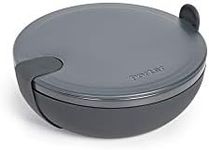 W&P Porter Ceramic Bowl Lunch Container w/ Protective Non-slip Exterior, Charcoal 1 Liter | Lid & Snap-tight Silicone Strap | Food Storage, Bento Box, Meal Prep | BPA-Free Ceramic