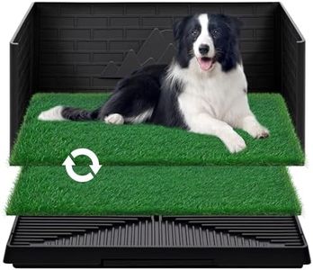 Advwin Dog Potty with Tray 76cm x 50cm, 2 Artificial Grass Patch for Indoor and Outdoor Use, Puppy Turf Grass Pad Reusable Training Pads with Pee Baffle