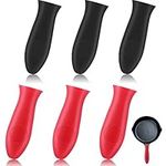 Silicone Hot Handle Cover, Potholder for Cast Iron Skillet, Rubber Heat Resistant Pot Handle Sleeve, Heat Protecting for Pans, Griddles, Metal and Handles (Black and Red, 6)