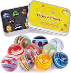 FUTUREPLUSX 10PCS Glass Marbles Bulk, Handmade Glass Marbles in Tinplate Box Colorful Glass Marbles for Collectors Kids Birthday Gifts Home Decoration