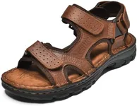 Men's Sandals, Premium Leather and Non-slip Rubber Soles Comfortable with Arch Support Outdoor Hiking Sport Summer Shoes Brown 13