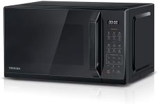TOSHIBA Black Mirror Microwave 20Liter 800W Digital Solo Small Microwave With 11 Power Levels, One Touch Express Cook with 6 Auto Menus, Defrost, Digital Display, Perfect for 9''Pizza, MW3-EM20PF(MB)