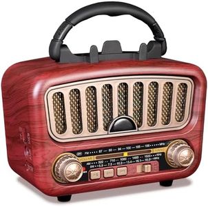 PRUNUS J-180 Vintage Retro Radio Bluetooth Speaker with Stereo Sound, AM FM Portable with Loud Volume, BT5.0, TF Card & MP3 Player, Rechargeable Battery Speaker