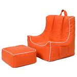 Ready Steady Bed Child Bean Bag Chair with Footstool | Ergonomically Designed Kids Armchair | Comfy Children Furniture | Toddler Play Safe Soft Seat Playroom Sofa (Orange)