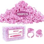 MEKK Glue Rings 300PCS Glue Rings for Eyelash Extensions Disposable Lash Glue Holder Lash Glue Rings Fanning Blossom Cups Eyelash Glue Ring for Eyelash Extension Glue Cups(pink)