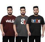 West Gate Clothing Plus Size T-Shirt for Men | Cotton Mens Tshirt 3XL,4XL,5XL (Pack of 3) (in, Alpha, 5XL, Regular, BlackA42_AndraA43_MaroonA43)