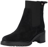 Tommy Hilfiger Women’s Flag Mid Heel Suede Chelsea Boots, Black (Black), 5