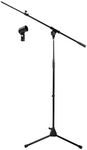 Microphone Stand with Telescoping Boom and Mic Clip Package by Griffin | Tripod Premium Quality for Studio, Karaoke, Live Performances, Conferences | Portable with Collapsible Legs & Removable Arm