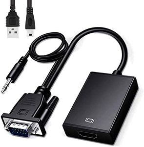Beigemo Adattatore da VGA a HDMI con Audio 1080P 60Hz, Convertitore Compatibile con vari Dispositivi come Laptop, PC, Proiettori, Monitor, TV Box, ecc