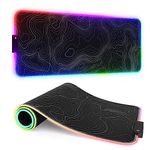 ITNRSIIET RGB Gaming Mouse Pad, Full Desk XL Extended Large Gaming Mousepad, 12 Lighting Modes, 30% Thicker, Big LED Desk Mat for Keyboard Computer Men Gamers, 32" x 12", Topographic Contour Black