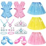 WTOR Toys Princess Dress Up Girls Toys Pretend Toys - Kids Toddlers Princess Shoes Crown Jewelry Costumes Role Play Set