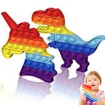 HOUT 2 Pack Sensory Pop Poppets Fidget-Toys - Unicorn and Dinosaur Stress Relief Toys | Bubble Rainbow ADD Special Needs Anxiety Toy for Kids