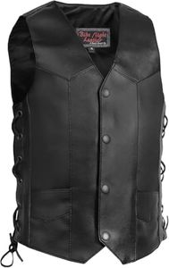 Daniel Smart Kids Motorcycle Vest - Faux Leather Black Biker Vest with V-Neck Design & Multiple Pockets for Children (US, Alpha, XX-Large, Regular)