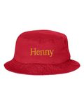 One Size Red Adult Henny Embroidered Bucket Cap Dad Hat