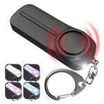 Emergency Personal Alarm Keychain – 130 dB Loud Siren Device with LED Light to Increase Safety – SOS Alert Self Defense Key Chain for Women, Men, Children, Elderly, and Joggers by WETEN, Black