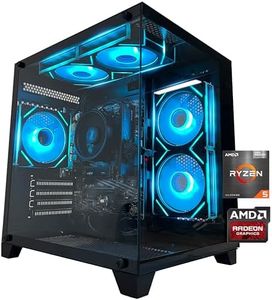 YAWYORE Gaming PC Desktop Computer AMD Ryzen 5 5600GT,16GB DDR4 3200MHz,1TB M.2 NVMe PCle4.0 Gen4,550W 80PLUS PSU,WiFi,Game Design Office Console,Sea View Room, Towers Prebuilt PC (Black)