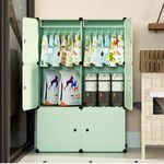 SNKR ESSENTIALS 6-Cube Plastic Rack for Storage, Kids Foldable Wardrobe for Clothes, Collapsible Wardrobe, Baby Clothes Organizer, Clothes Storage Wardrobe, Cupboard for Clothes (Green)