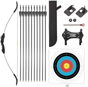 LWANO 42" Bow and Arrow Set for Kids, Archery Beginner Gift with 10 Arrows, 5 Target Face for Backyard Game (Black)