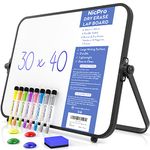 Nicpro Dry Erase Small Whiteboard A3 with Non-Slip Stand, 30 x 40 cm Double Sided Magnetic Desktop White Board with 8 Pens, Eraser, Magnet, Portable Writing Easel for Kid Drawing Student Classroom Use