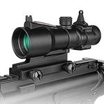 SPINA OPTICS 4X32 Riflescope Red Fiber Optics Scope Sight Chevron Reticle with Fiber-Optic Front Sight