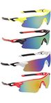 TENFORD Combo Set Of 4 UV Protected Sports Sunglasses for Women Men Multicolored Outdoor Sports Cricket, Cycling, Riding, Running, Baseball, Fishing Glasses Goggle (Unisex Adult) (yl+brd+wt+rd)