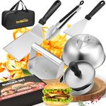 zycBernoi Smash Burger Press Kit with Storage Bag, Hamburger Press Patty Maker, Burger Press, Basting Cover, Burger Spatula, Locking Tongs, Slant Scraper for Flat Top Griddle Cooking, Burger Smasher