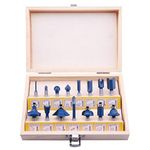 LU&MN Carbide Tipped Router Bits (15 PCS) with 1/4" Shank, Wood Milling Saw Cutter, All Purpose (Woodworking Tools for Home Improvement and DIY)