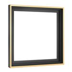 MCS Floating Canvas Frame, Art Frames for Canvas Paintings with Adhesive Fasteners and Hanging Hardware, 12 x 12 Inch Black and Gold Finish