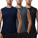 Roadbox Men's Workout Sleeveless Shirts 3 Pack Athletic Gym Basketball Quick Dry Muscle Tank Tops