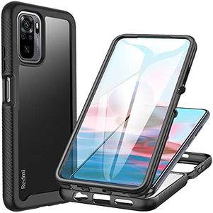 CENHUFO Coque Xiaomi Redmi Note 10 4G / Note 10S, Antichoc Housse avec Protection écran, 360° Téléphone Double Face Case Transparent Portable Intégrale Etui pour Redmi Note 10 4G / Note 10S - Noir
