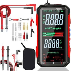 FS899L Digital Multimeter, 2026 Upgraded, 6000 Counts True RMS, Auto-Ranging, AC/DC Voltage, NCV, Capacitance Tester, Color Screen, USB-C Rechargeable, with 22pcs Silicone Test Leads Kit