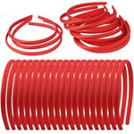 Zifengcer 20 PCS Stain Covered Thin Headbands DIY Solid Color Headbands for Girls and Women (Red)