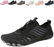 Hike Footwear Barefoot Womens, Wide Toe Trail Running Walking Water Shoes Outdoor Beach Sneakers for Women Men (Black A, Adult, Women, 8.5, Numeric, US Footwear Size System, Medium)