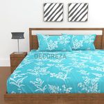 DECOREZA 300TC All Around Cotton Elastic Fitted Bedsheets Queen Size, Premium Queen Size Bedsheet with Elastic Fitted Bedsheets for Double Bed with 2 Pillow Covers, Size 78" x 60" (Aquamarine Blue)