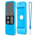 Dealfreez Protective Case for Apple TV 4K / 4th Gen Siri Remote Skin-Friendly Shock Proof Anti-Slip Washable Protective Cover Sleeve with Anti-Lost Remote Loop (Blue)