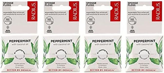 RADIUS Peppermint Dental Floss 55 Yards Vegan & Non-Toxic Oral Care Boost & Designed to Help Fight Plaque Clear - Pack of 4