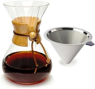 Subjectthree Pour Over Coffee Maker Set 8 Cup Glass Coffee Pot Dripper Carafe with Filter (8 Cup/28 oz)