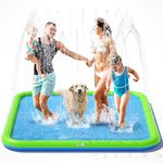 pecute Sprinkler Pad for Dogs & Kids - Square 170cm, Thickened Dog Splash Mat Anti Slip Children Water Play Toy, Inflatable Swimming Bathing Pool for Summer Outdoor Garden (67in)