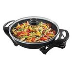 Quest 35870 Electric Non-Stick Wok with Lid Included / 5 Precise Temperature Options/Rapid Heating Technology / 33cm Diameter/Detachable Power Cord for Serving / 1500W