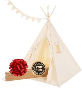 Canicove Teepee Tent for Kids - Award Winning - Portable Foldable Play Tent with Fun Flags - Large Indoor/Outdoor Tipi for Boys & Girls ! (Off-white)
