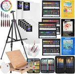149Pcs Deluxe Artist Painting Set with Aluminum and Beech Wood Easel, 48 Colors Acrylic Paints, 24 Colors Oil Paints, 24 Watercolor Paints,Art Paint Supplies for Artists, Beginner & Adults