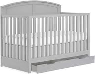 Dream On Me Storybrooke 5 in 1 Convertible Crib with Under Drawer in Pebble Grey, JPMA & Greenguard Gold Certified, Made of Sustainable Pinewood, Non-Toxic Water-Based Paint Finish