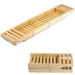 Luxury Bath Caddy Tray for Tub | Bath Table | Premium Bamboo Bathtub Tray for Tub | Fits All Bath Accessories Wine Glass, Books, Tablets, Cellphones, Shampoo | Bath Shelf Foldable